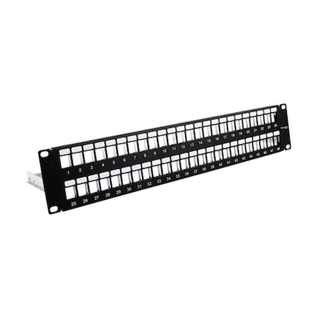 D & H Distributing 19 in. 48 Port 2U Blank Patch Panel, Matte Black MA3832159